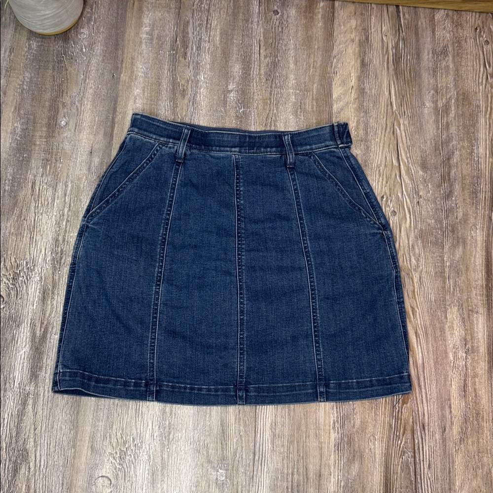 Briggs Womens Blue Denim Stretch 4 Pocket Mini Skort Skirt Lined with Shorts XS